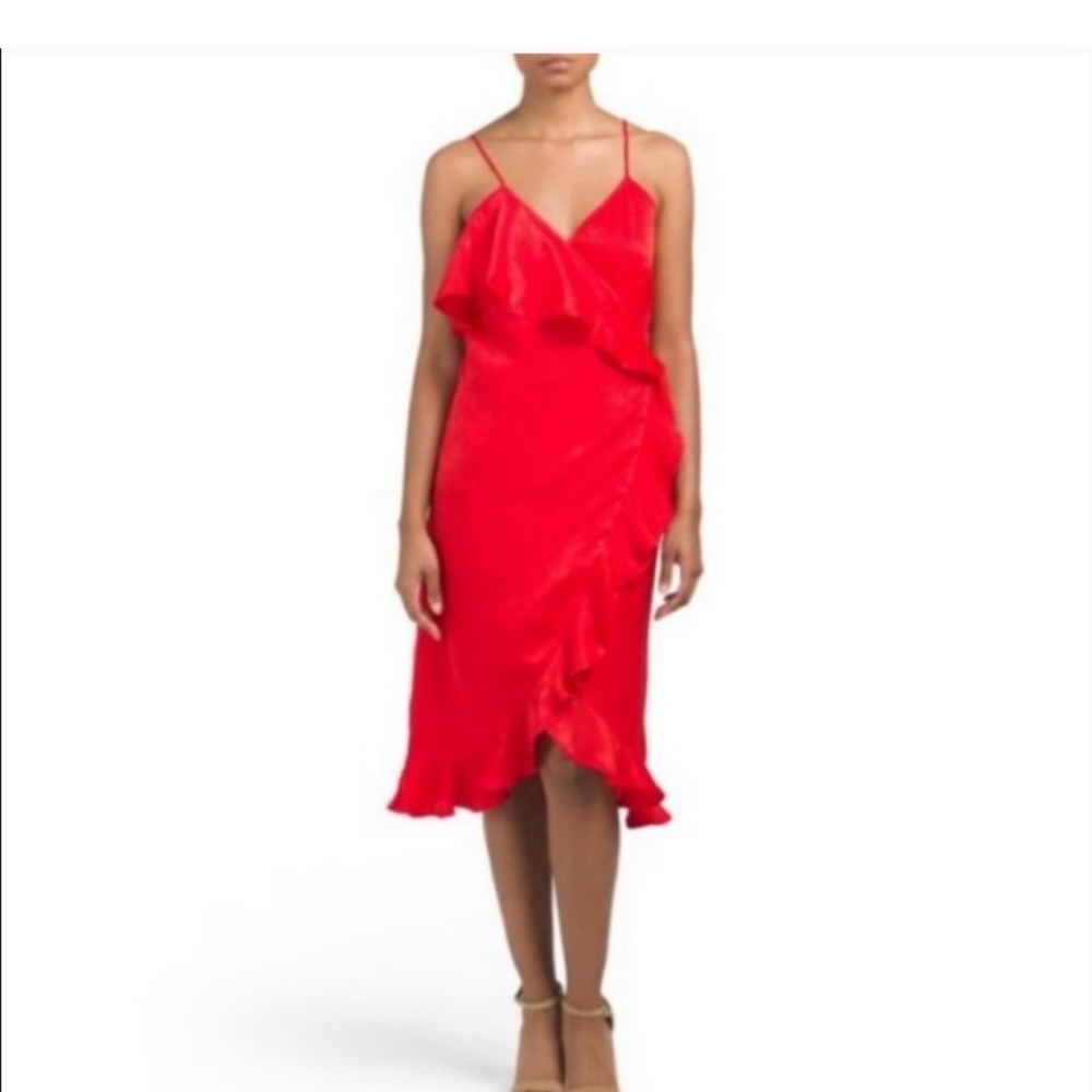 Donna Mizani red wrap dress